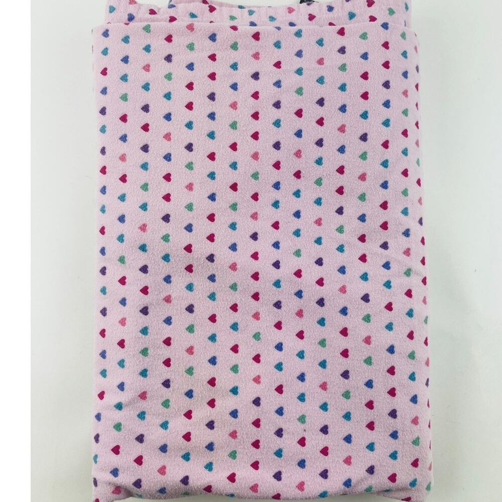 Cuddl Duds Cotton Twin Size Flannel FLAT SHEET Multi Hearts Made Turkey Pink Ko